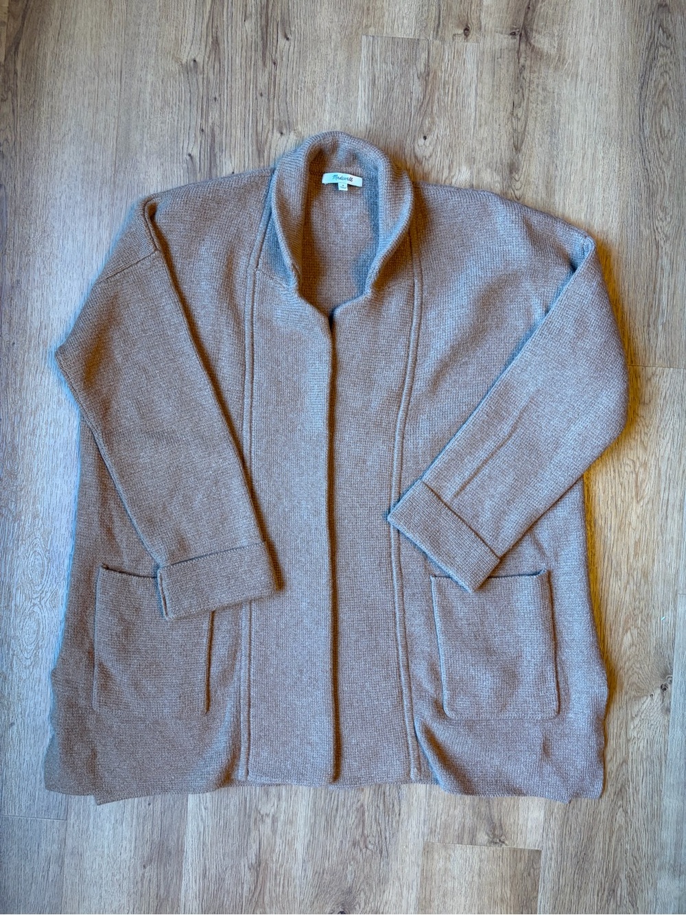 Madewell Wool Blend Open Front Cardigan Sweater Jacket Camel Tan Women’s Medium